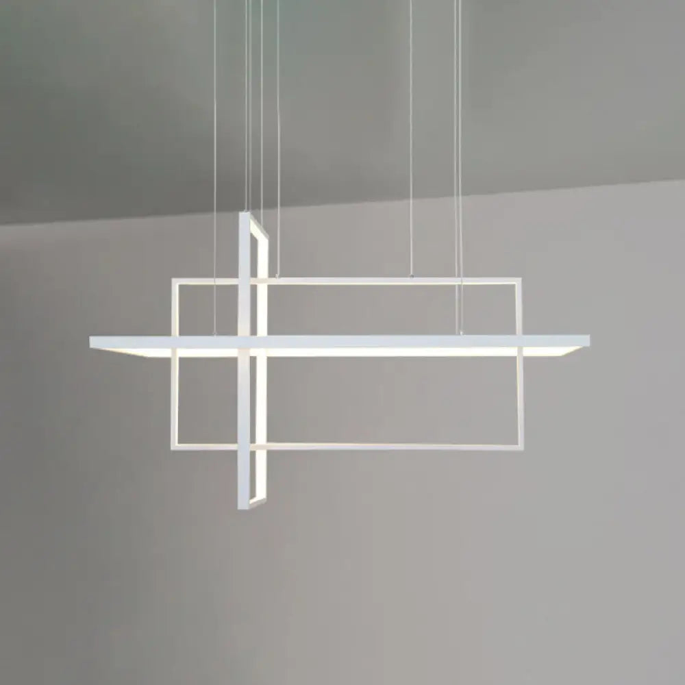 DecorBites™ Minimalist LED White Frame Rectangular Hanging Light with Acrylic Island Lighting Fixture