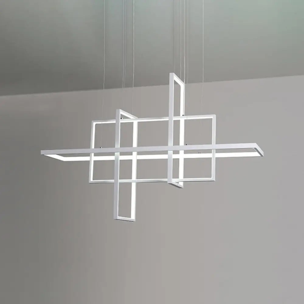 DecorBites™ Minimalist LED White Frame Rectangular Hanging Light with Acrylic Island Lighting Fixture