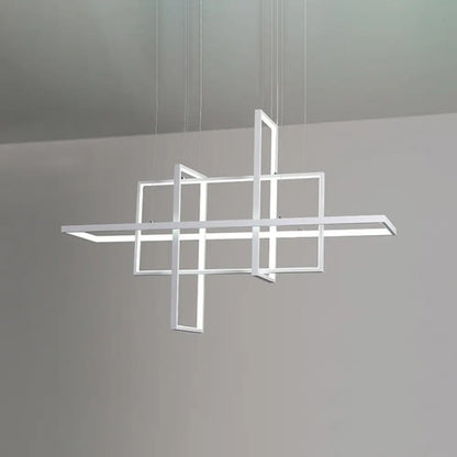 DecorBites™ Minimalist LED White Frame Rectangular Hanging Light with Acrylic Island Lighting Fixture