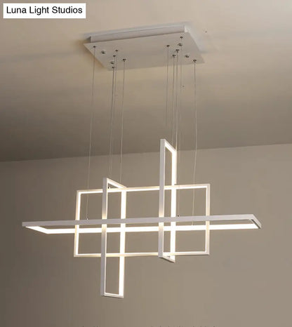 DecorBites™ Minimalist LED White Frame Rectangular Hanging Light with Acrylic Island Lighting Fixture