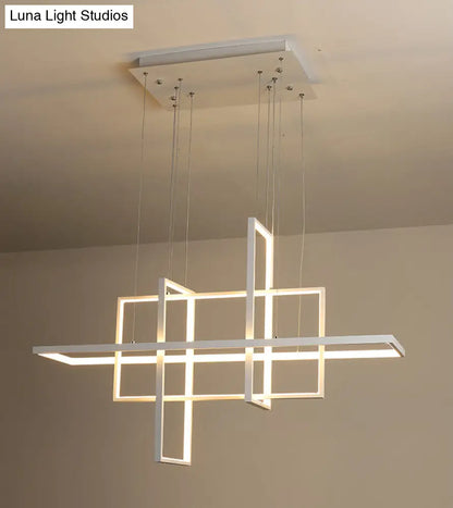 DecorBites™ Minimalist LED White Frame Rectangular Hanging Light with Acrylic Island Lighting Fixture