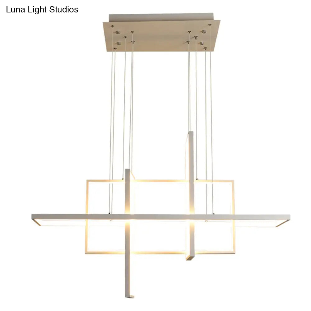 DecorBites™ Minimalist LED White Frame Rectangular Hanging Light with Acrylic Island Lighting Fixture