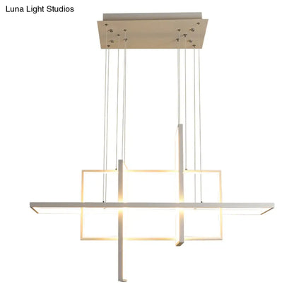 DecorBites™ Minimalist LED White Frame Rectangular Hanging Light with Acrylic Island Lighting Fixture
