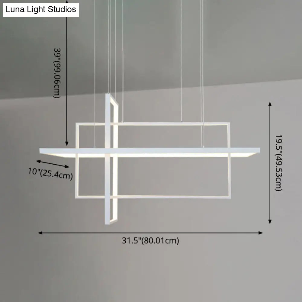 DecorBites™ Minimalist LED White Frame Rectangular Hanging Light with Acrylic Island Lighting Fixture