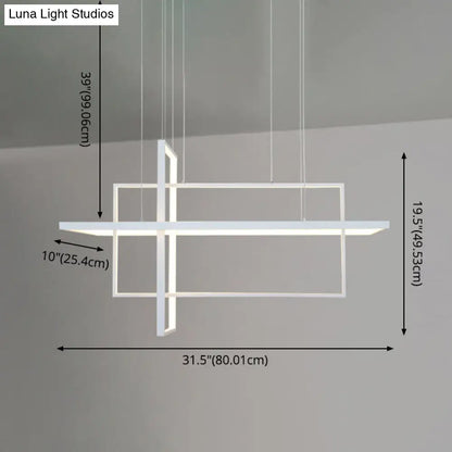 DecorBites™ Minimalist LED White Frame Rectangular Hanging Light with Acrylic Island Lighting Fixture