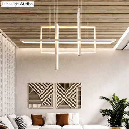 DecorBites™ Minimalist LED White Frame Rectangular Hanging Light with Acrylic Island Lighting Fixture