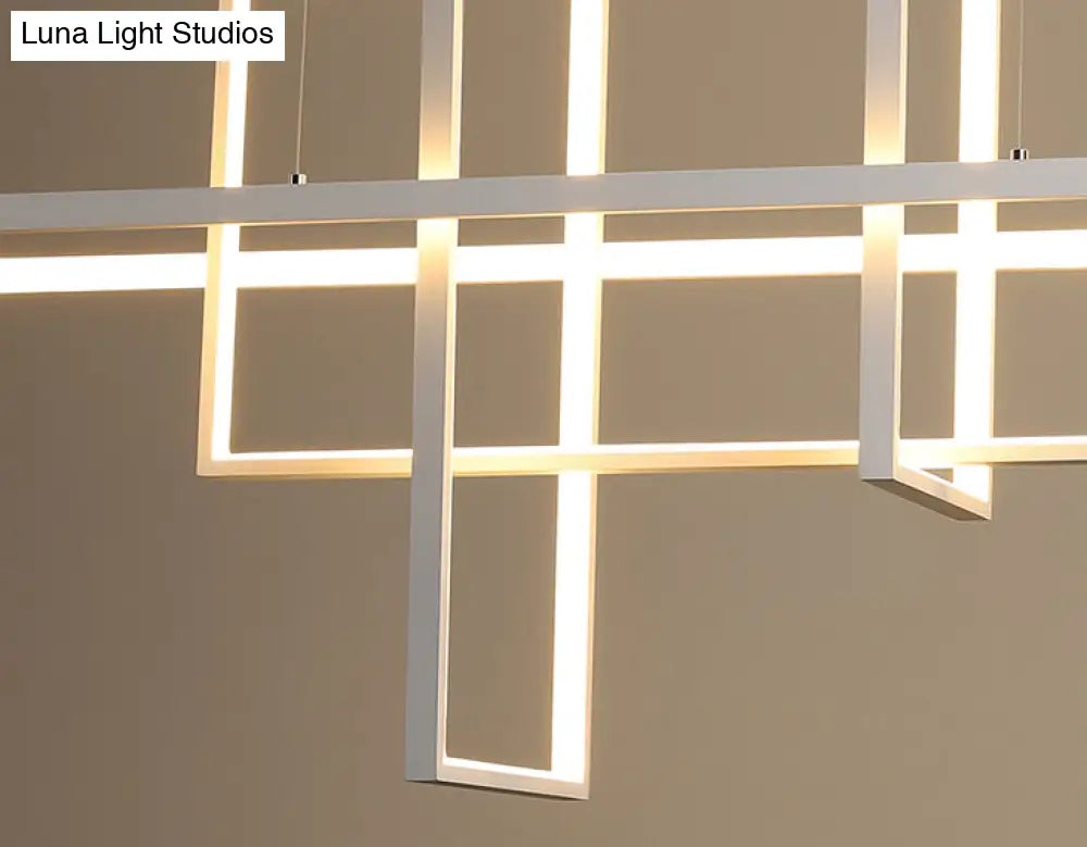 DecorBites™ Minimalist LED White Frame Rectangular Hanging Light with Acrylic Island Lighting Fixture