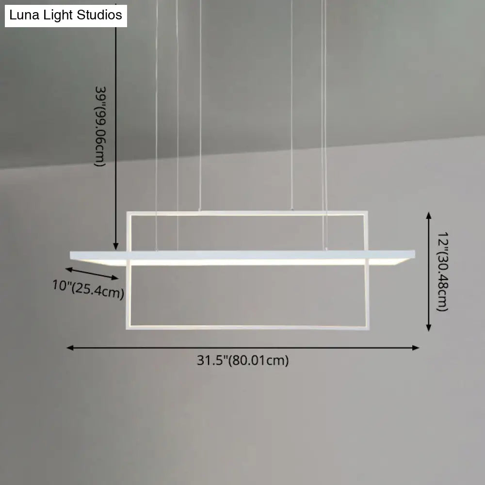DecorBites™ Minimalist LED White Frame Rectangular Hanging Light with Acrylic Island Lighting Fixture
