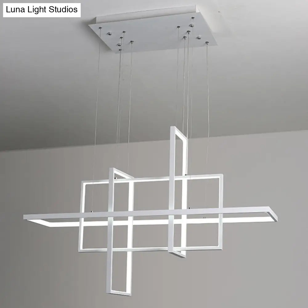 DecorBites™ Minimalist LED White Frame Rectangular Hanging Light with Acrylic Island Lighting Fixture