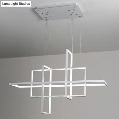 DecorBites™ Minimalist LED White Frame Rectangular Hanging Light with Acrylic Island Lighting Fixture