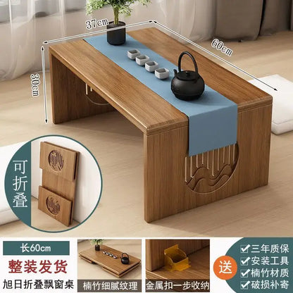 Minimalist light brown bamboo folding table bedroom tea desk