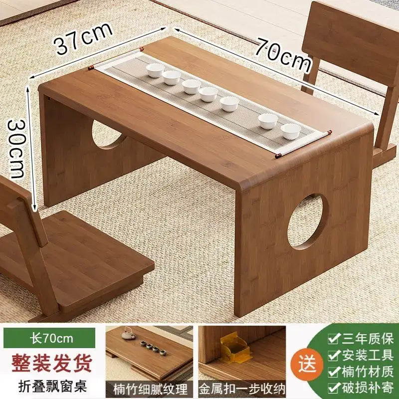 Minimalist light brown bamboo folding table bedroom tea desk