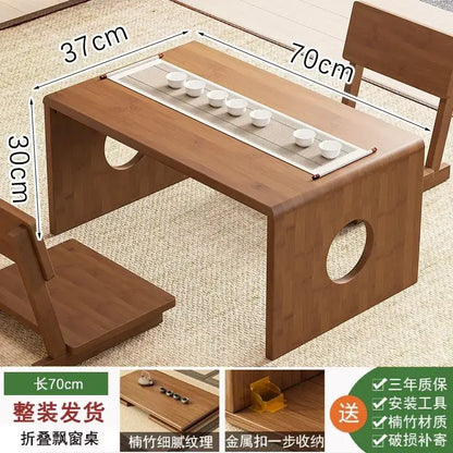 Minimalist light brown bamboo folding table bedroom tea desk