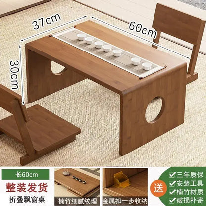 Minimalist light brown bamboo folding table bedroom tea desk