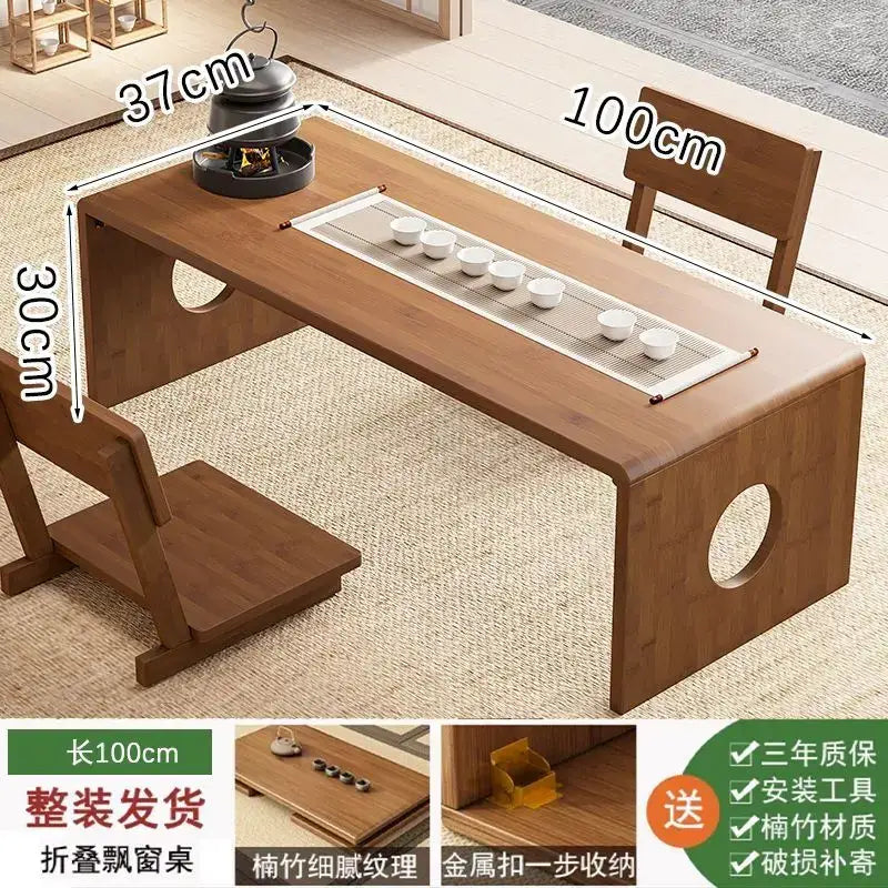 Minimalist light brown bamboo folding table bedroom tea desk