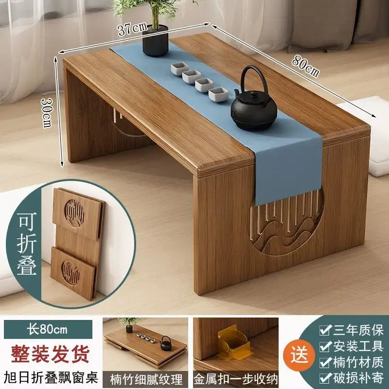 Minimalist light brown bamboo folding table bedroom tea desk