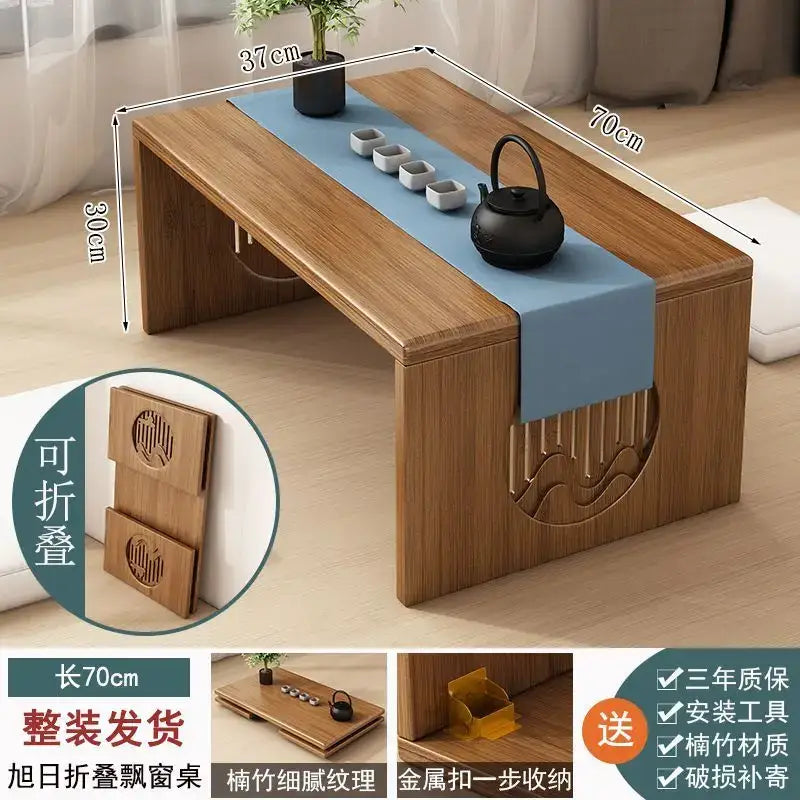 Minimalist light brown bamboo folding table bedroom tea desk