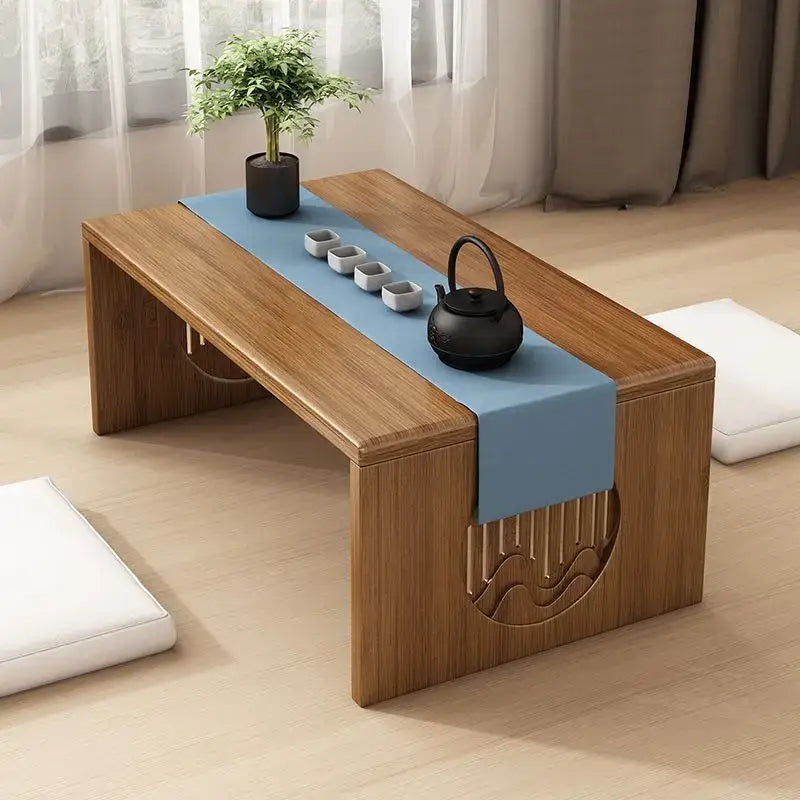 Minimalist light brown bamboo folding table bedroom tea desk