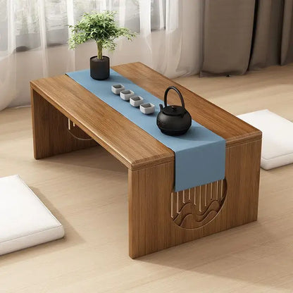 Minimalist light brown bamboo folding table bedroom tea desk