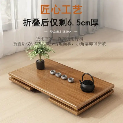 Minimalist light brown bamboo folding table bedroom tea desk