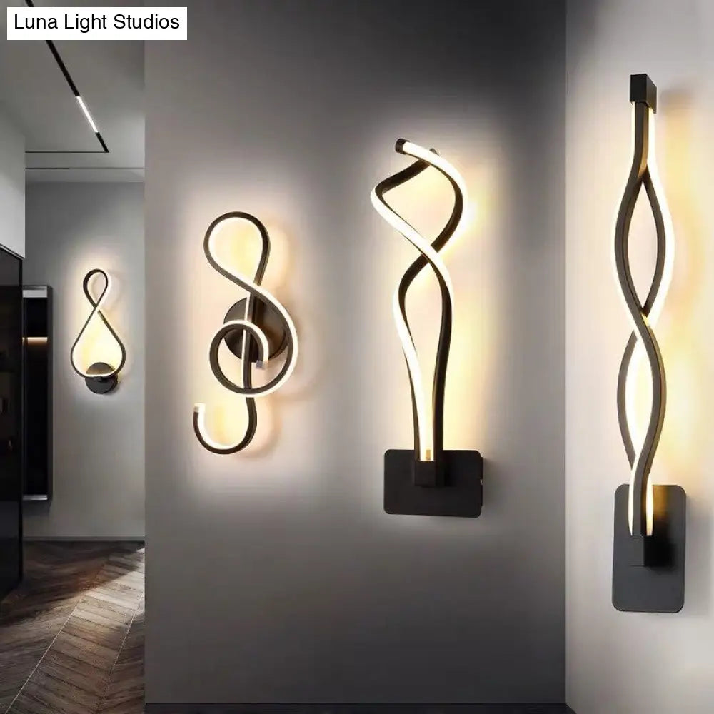DecorBites™ Minimalist Line Art LED Sconce Light Fixture - Black Metal Wall Mounted Lamp for Hallways