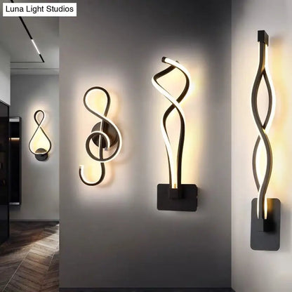 DecorBites™ Minimalist Line Art LED Sconce Light Fixture - Black Metal Wall Mounted Lamp for Hallways