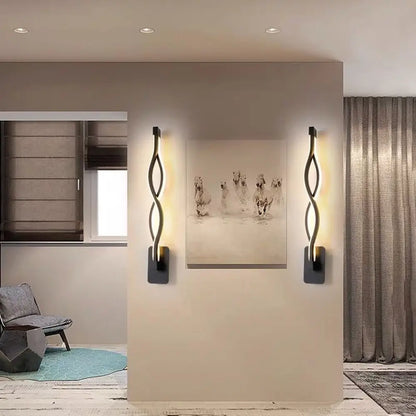 DecorBites™ Minimalist Line Art LED Sconce Light Fixture - Black Metal Wall Mounted Lamp for Hallways
