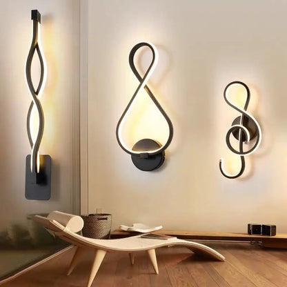 DecorBites™ Minimalist Line Art LED Sconce Light Fixture - Black Metal Wall Mounted Lamp for Hallways