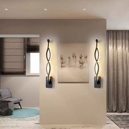 Minimalist line art sconce light fixture – hallway black metal lamp