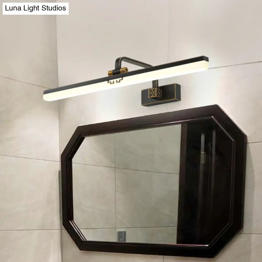 DecorBites™ Minimalist Linear LED Wall Vanity Light & Metallic Mirror Cabinet - Black