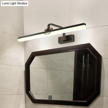DecorBites™ Minimalist Linear LED Wall Vanity Light & Metallic Mirror Cabinet - Black