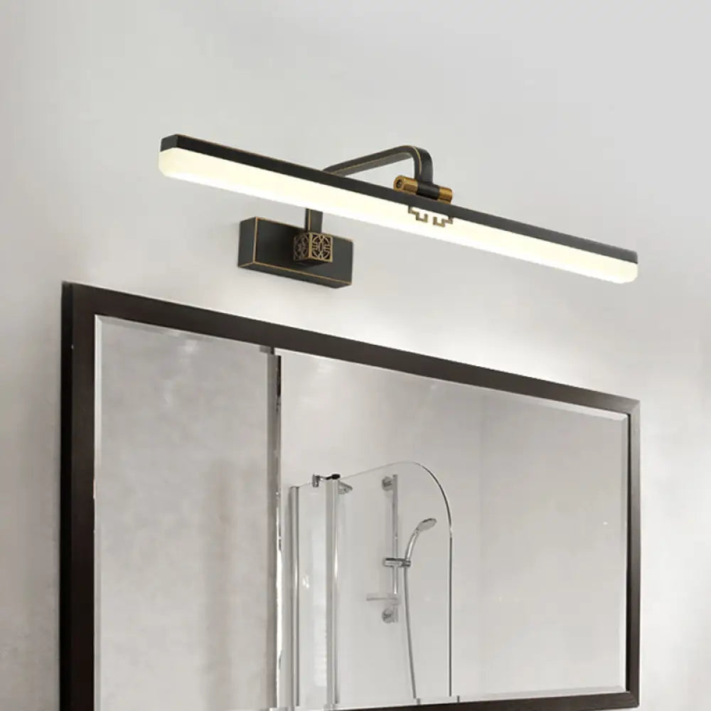 DecorBites™ Minimalist Linear LED Wall Vanity Light & Metallic Mirror Cabinet - Black