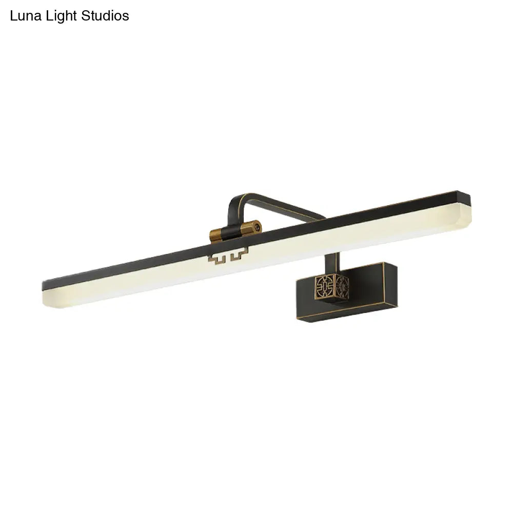 DecorBites™ Minimalist Linear LED Wall Vanity Light & Metallic Mirror Cabinet - Black