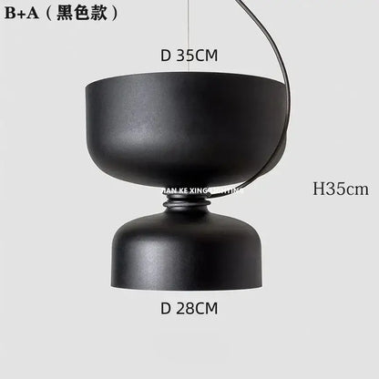 Minimalist matte black & off-white pendant light dining room forged iron