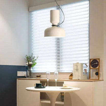 Minimalist matte black & off-white pendant light dining room forged iron