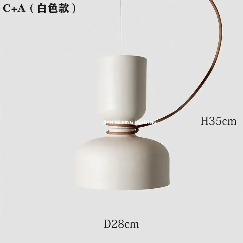 Minimalist matte black & off-white pendant light dining room forged iron