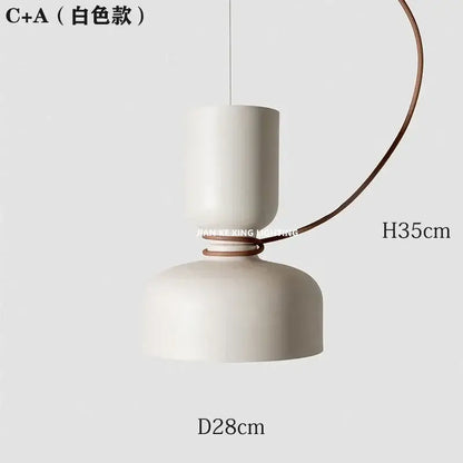 Minimalist matte black & off-white pendant light dining room forged iron