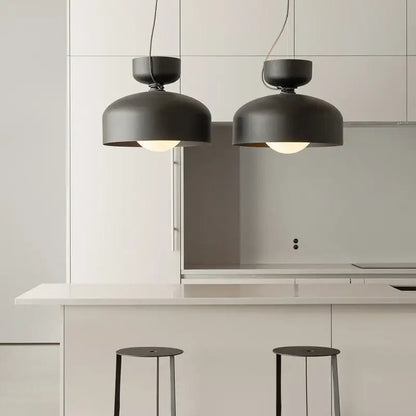 Minimalist matte black & off-white pendant light dining room forged iron