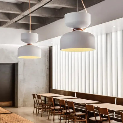 Minimalist matte black & off-white pendant light dining room forged iron