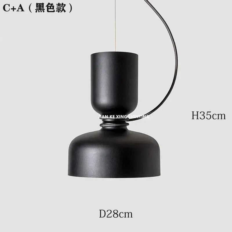 Minimalist matte black & off-white pendant light dining room forged iron