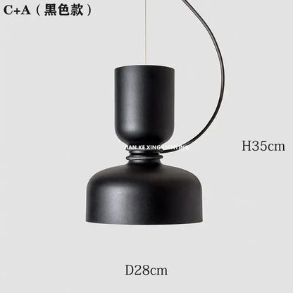 Minimalist matte black & off-white pendant light dining room forged iron