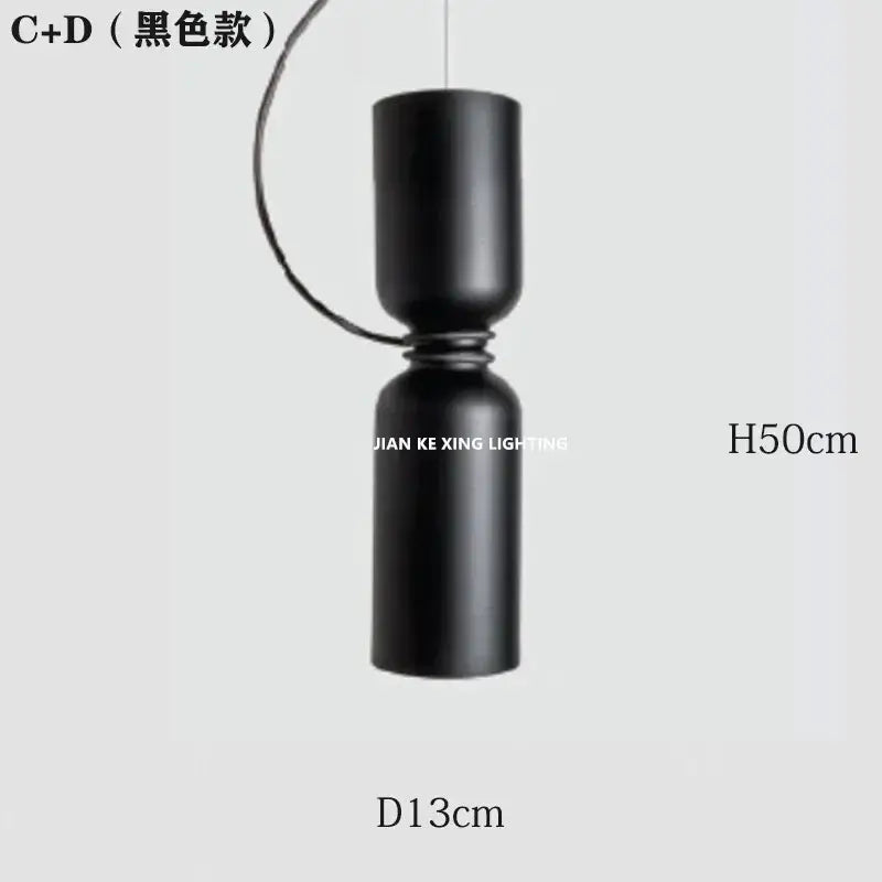 Minimalist matte black & off-white pendant light dining room forged iron