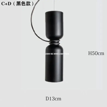 Minimalist matte black & off-white pendant light dining room forged iron