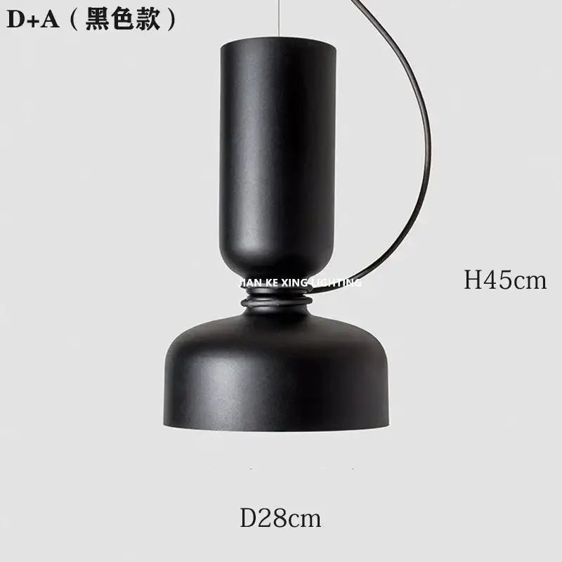 Minimalist matte black & off-white pendant light dining room forged iron
