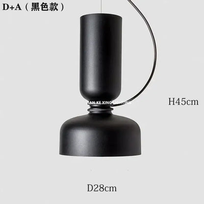Minimalist matte black & off-white pendant light dining room forged iron