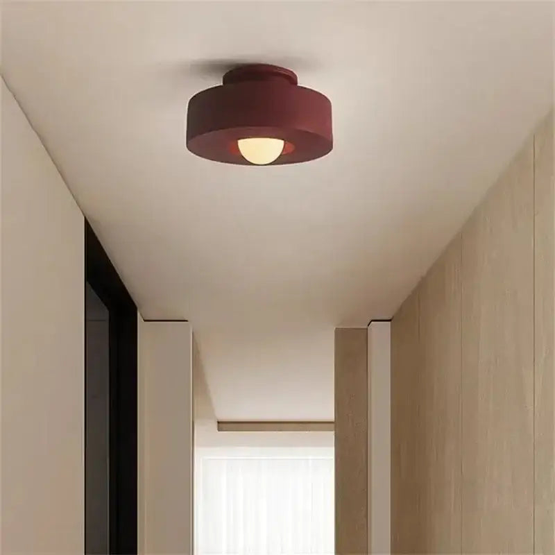Minimalist matte black round ceiling light bedroom fixture