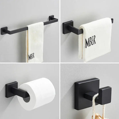 Minimalist matte black stainless steel bathroom accessories set