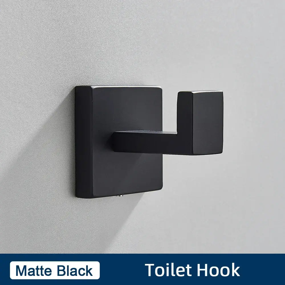 Minimalist matte black stainless steel bathroom accessories set