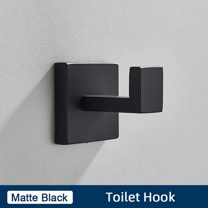 Minimalist matte black stainless steel bathroom accessories set