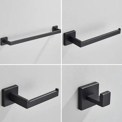 Minimalist matte black stainless steel bathroom accessories set
